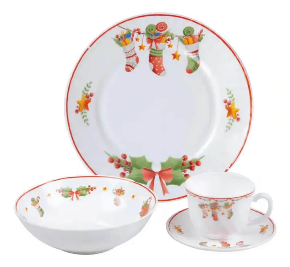 JUEGO VAJILLA NAVIDAD 4 PUESTOS