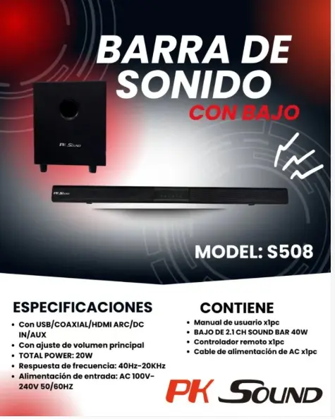 BARRA DE SONIDO CON BAJO S508