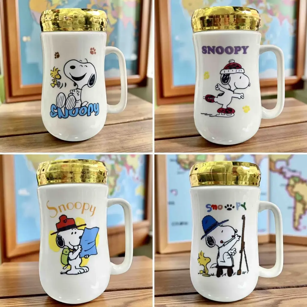 MUG TAPA DORADA SNOOPY X4