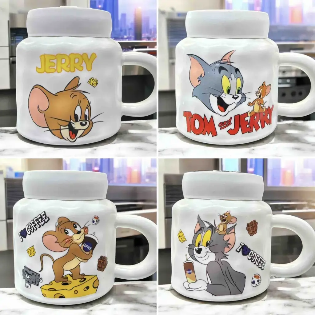 MUG BLANCO ESPEJO TOM Y JERRY X4