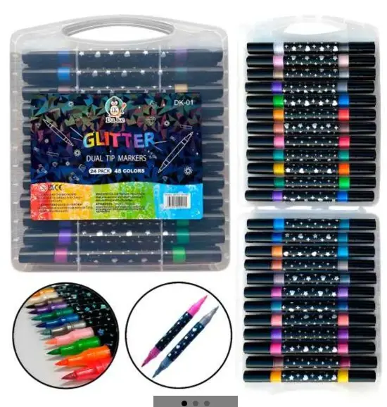 SET MARCADORES GLITER 24 PCS