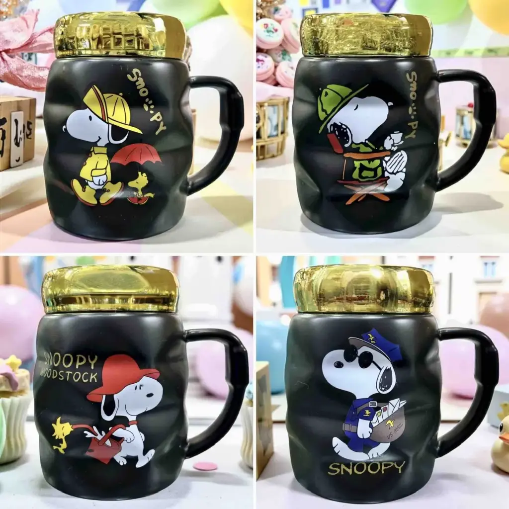 MUG SNOOPY NEGRO X4