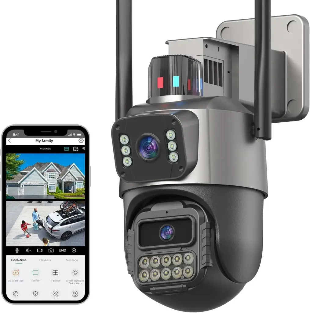 CAMARA SEGURIDAD DOBLE LENTE + ALARMA