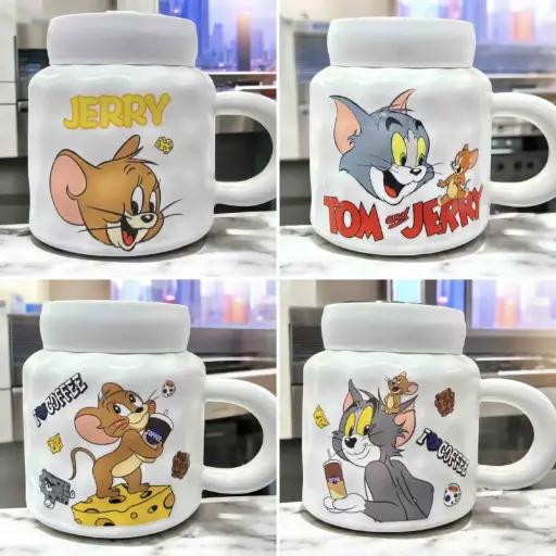 MUG BLANCO ESPEJO TOM Y JERRY X4