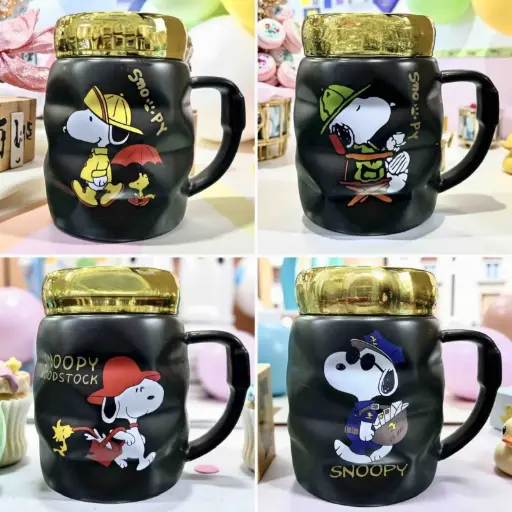 MUG SNOOPY NEGRO X4