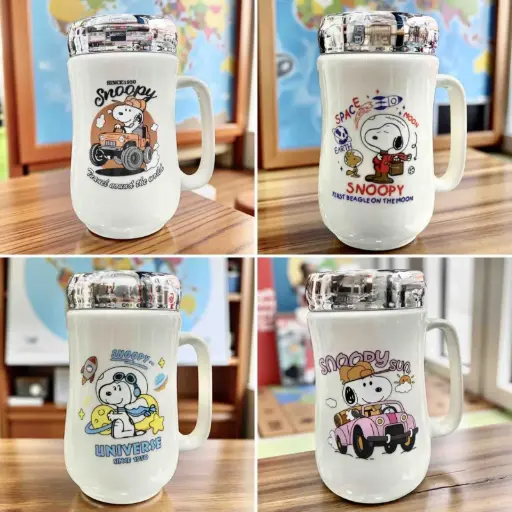 MUG TAPA PLATEADA SNOOPY X4